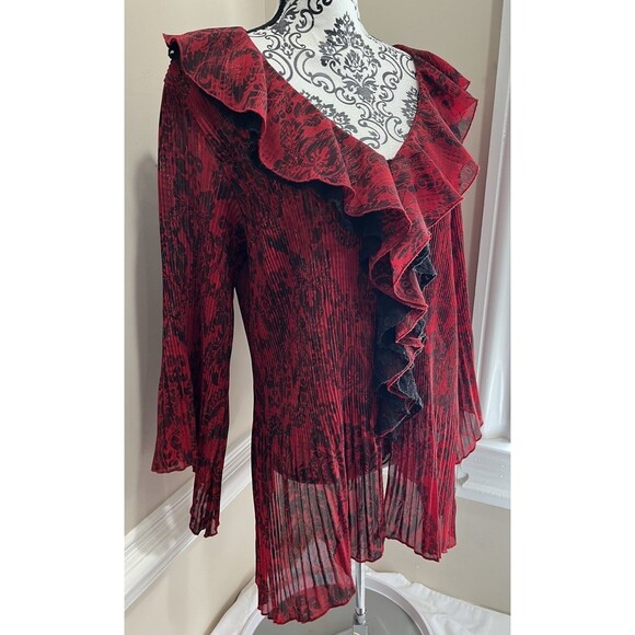 Y2K Top Womens 14/16 Crinkle Peplum Lace Ruffle Regency Whimsigoth Fairy Grunge - Picture 7 of 15